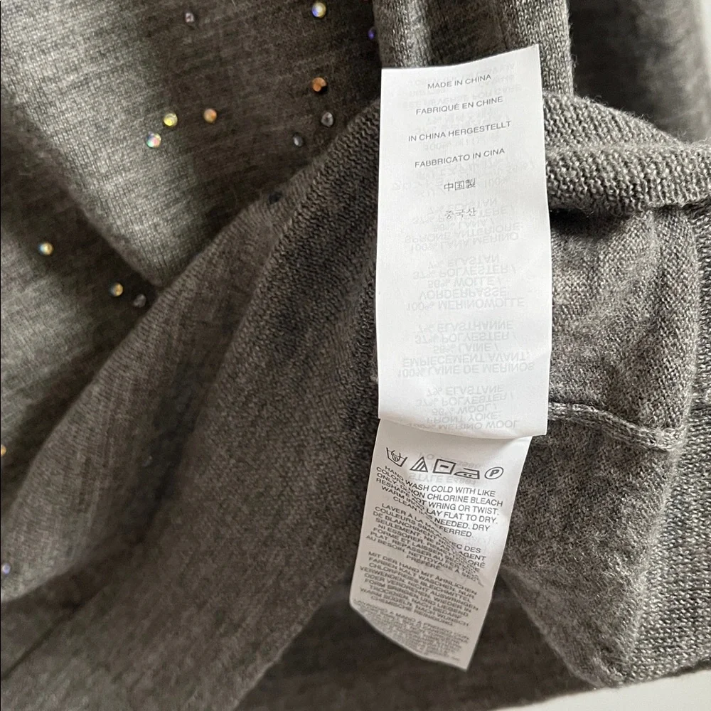 J.Crew Tippi Sweater in 100% Merino Wool Glen Plaid Yoke and Sequined Body Small